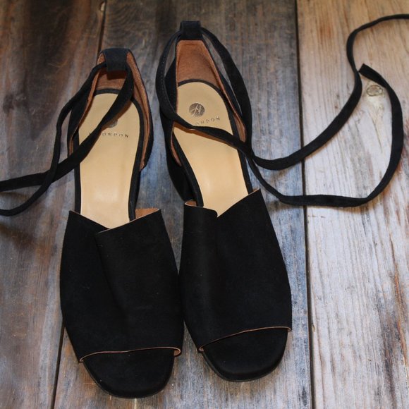 HUDSON LONDON Black Suede Metta City Wrap Heels Sandals NEW EU 37 US 6.5 - Picture 4 of 12